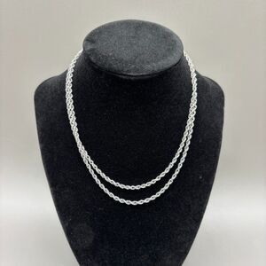 Sterling Silver Rope Chain 30 Inch Long 925 Twisted Link Necklace 8g Layering
